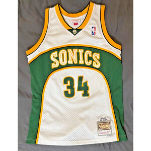 2006-07 Ray Allen #34 Supersonics Mens Mitchell & Ness Swingman Jersey